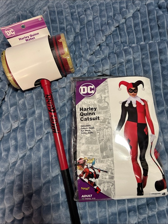DC Other - DC Harley Quinn Red and Black Jester Catsuit Costume